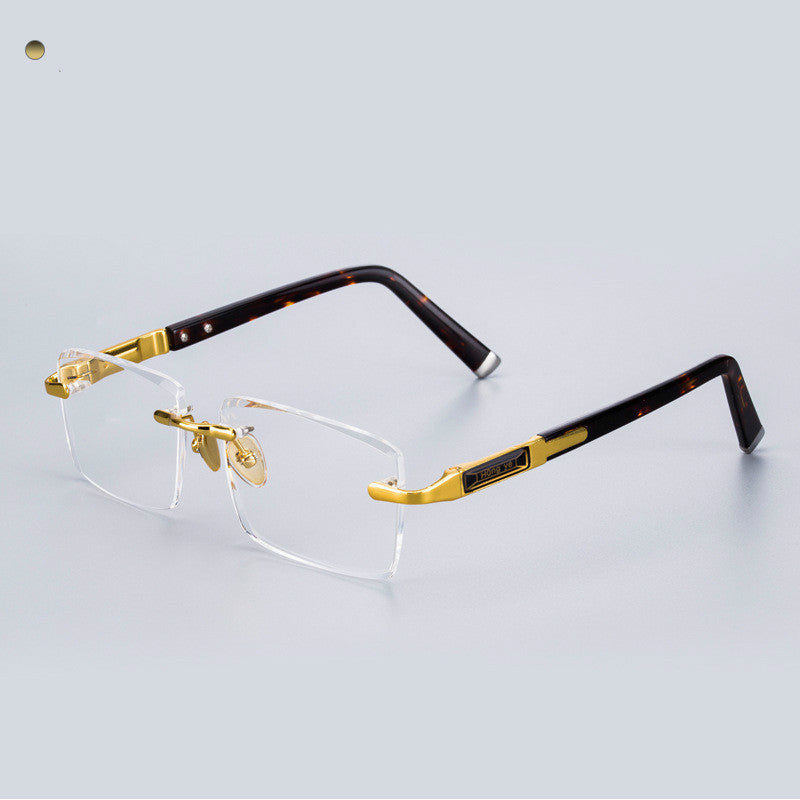 Crystal Stone Sunglasses – Natural Lens Elegance with Frameless Metal Design