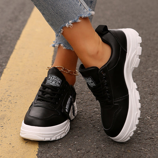 "Fashion Sneakers for Women with Side Zipper and Chunky Sole – Bold Style that Stands Out!"