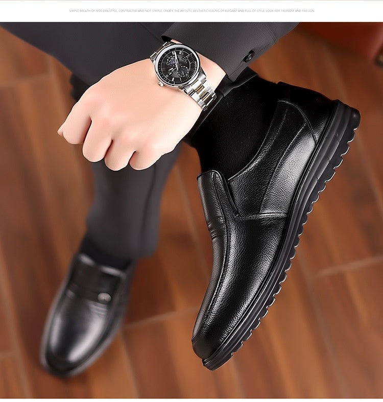 First Layer Cowhide Men's Business Casual Non-slip Soft Leather Soft Sole Shoes