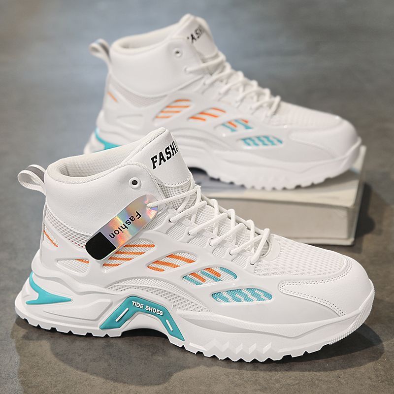 Summer 2025 Mens High-Top Breathable Sneakers Trendy Casual Style
