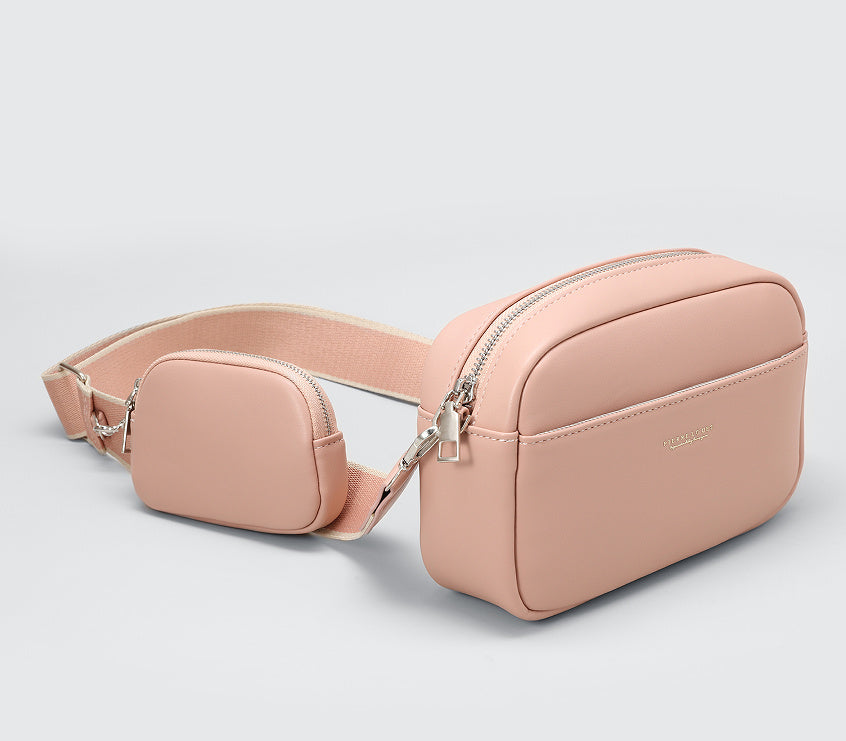 Women's Large Capacity Messenger Bag – Weave Detail | Lock Accent | Everyday Fashion Essential