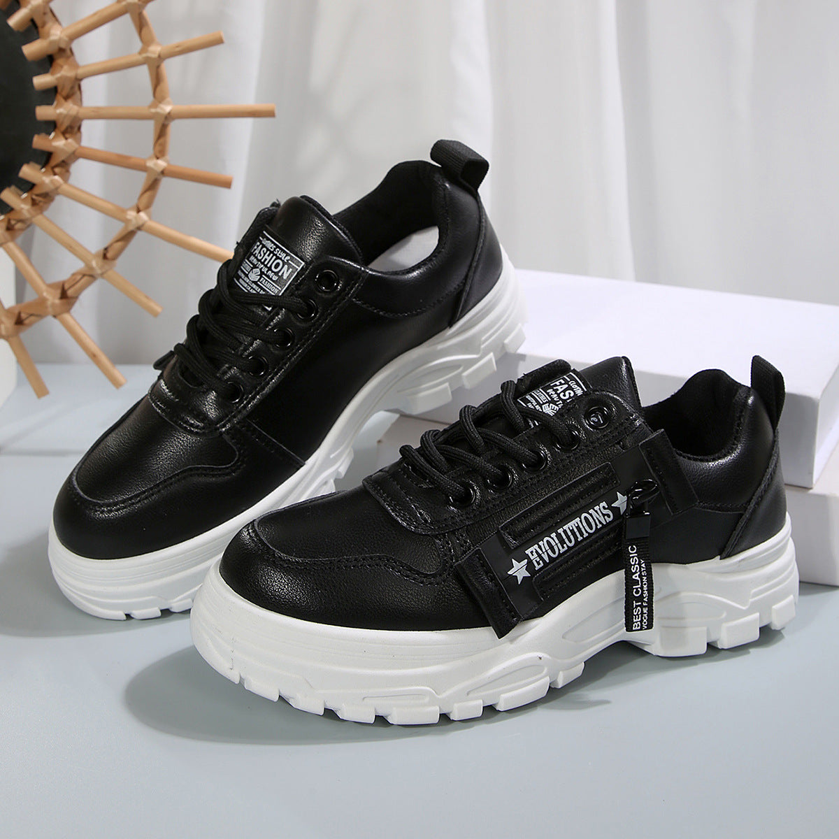 "Fashion Sneakers for Women with Side Zipper and Chunky Sole – Bold Style that Stands Out!"