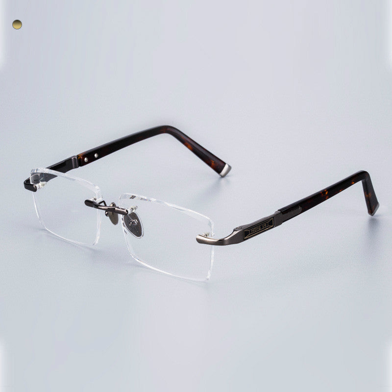 Crystal Stone Sunglasses – Natural Lens Elegance with Frameless Metal Design