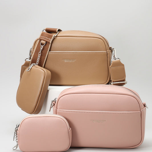 Women's Large Capacity Messenger Bag – Weave Detail | Lock Accent | Everyday Fashion Essential