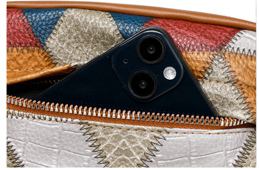 Retro Contrast Stitch Small Square Bag – Colorblock PU Leather | Vintage Style