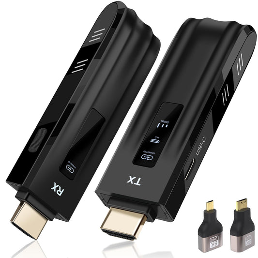 Transmisor y receptor HDMI inalámbrico, pantalla LED mejorada 2025, decodificación 4K y salida de 1080P, extensor HDMI inalámbrico portátil 2.4G/5G, compatible con PC/portátil/cámara/HDTV/proyector