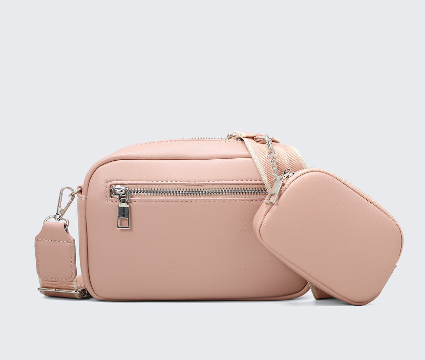 Women's Large Capacity Messenger Bag – Weave Detail | Lock Accent | Everyday Fashion Essential
