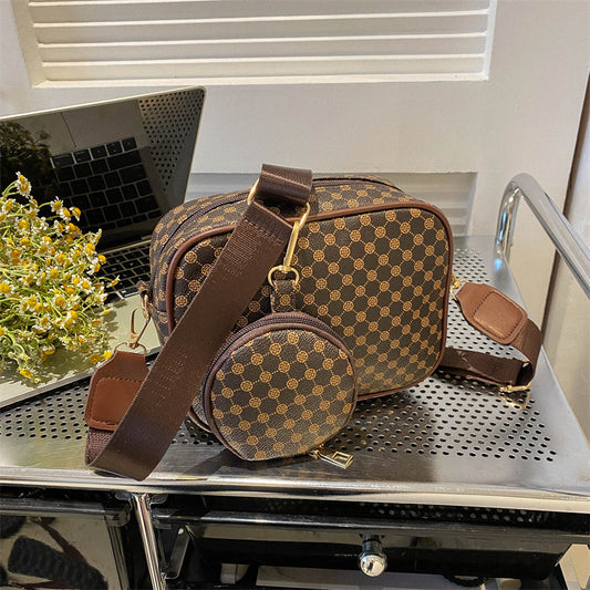 Vintage Plaid Crossbody Bag for Women – One-Shoulder PU Leather Pouch | Street Style Chic