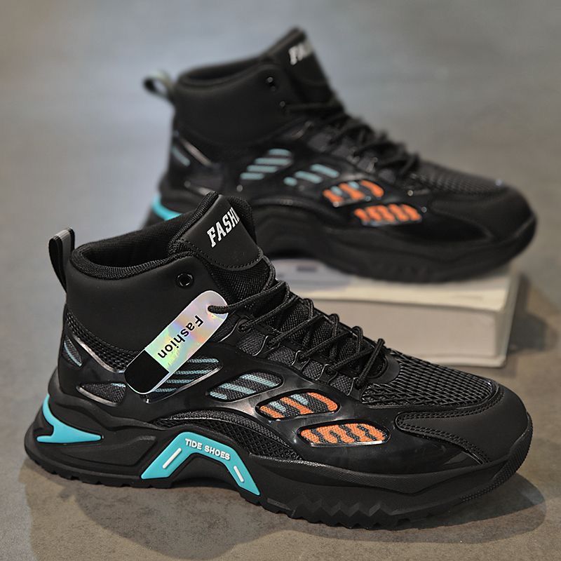 Summer 2025 Mens High-Top Breathable Sneakers  Trendy Casual Style