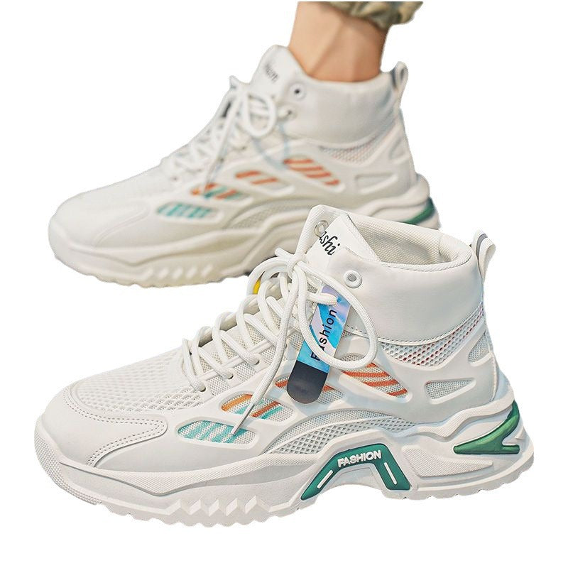 Summer 2025 Mens High-Top Breathable Sneakers  Trendy Casual Style