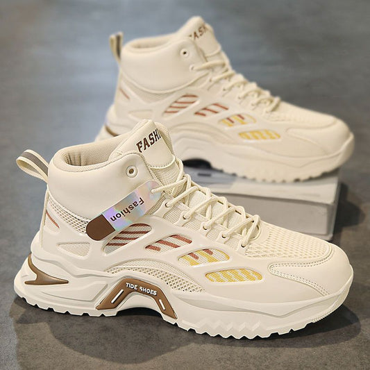 Summer 2025 Mens High-Top Breathable Sneakers  Trendy Casual Style