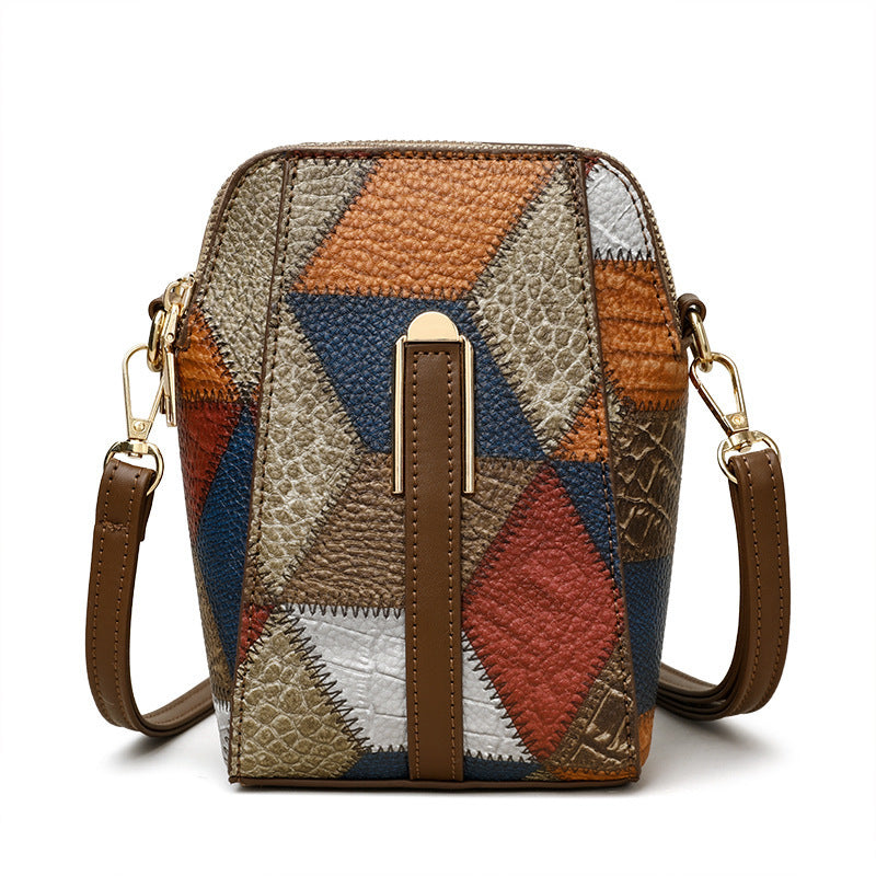Soft Leather Stitching Shoulder Bag – Irregular Color Block | Street Style Must-Have
