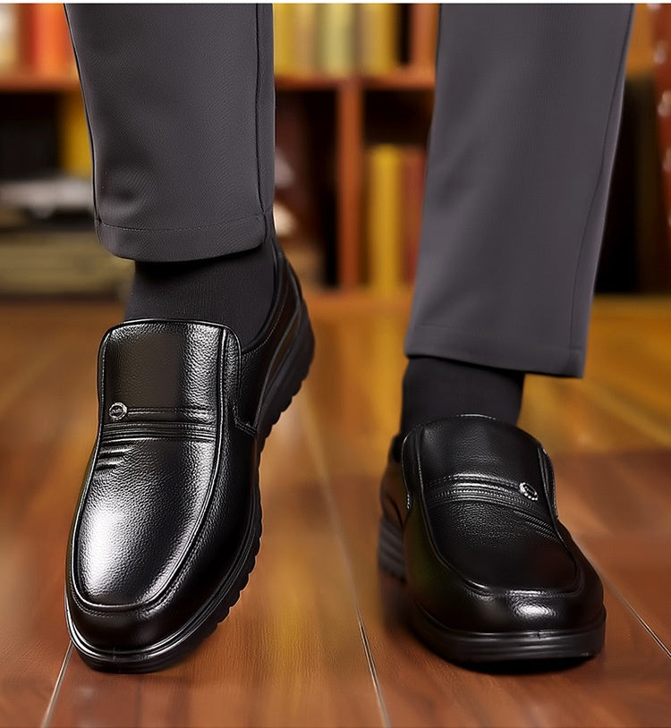 First Layer Cowhide Men's Business Casual Non-slip Soft Leather Soft Sole Shoes