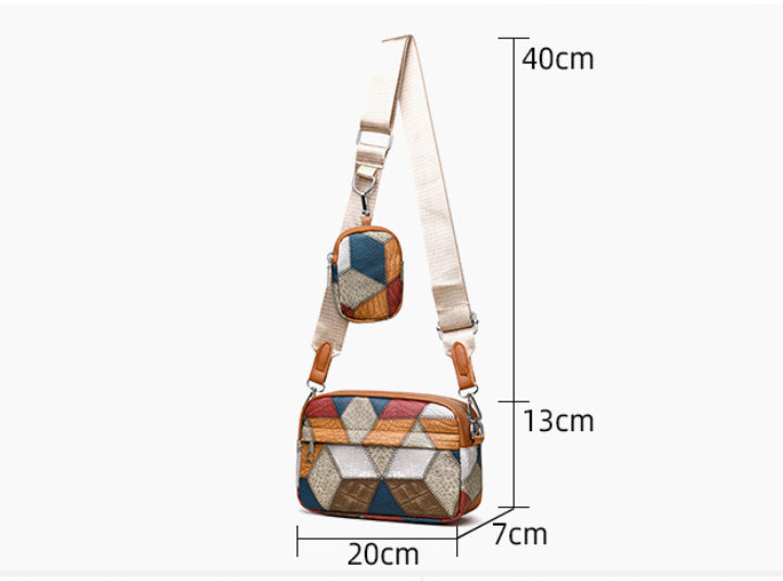 Retro Contrast Stitch Small Square Bag – Colorblock PU Leather | Vintage Style